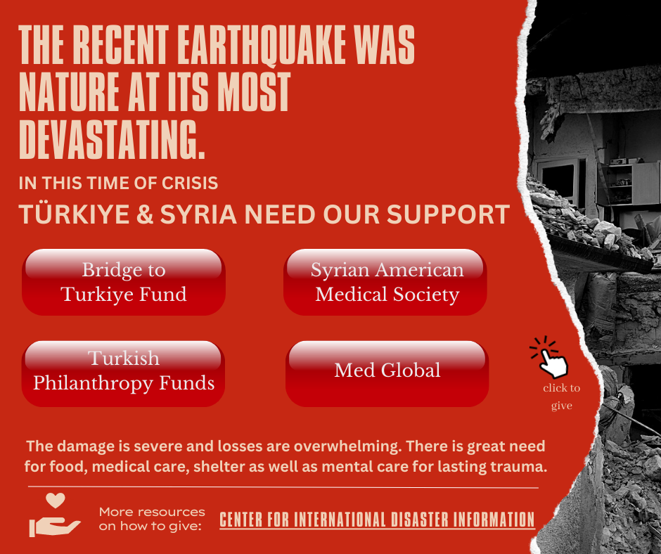 Call for Donations for Turkey/Syria